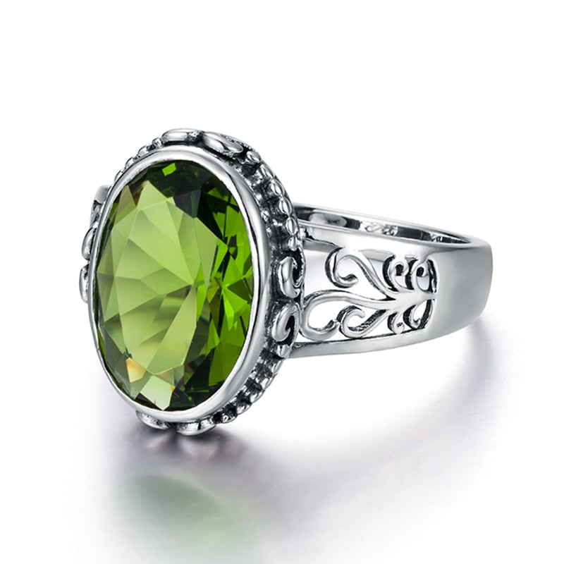 Peridot 925 Ring Natural Peridot Ring Genuine 925 Sterling Silver High  Jewelry Women's Anniversary Gift Green Stones