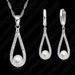 925 Sterling Silver Water Drop Pearl Jewelry Set