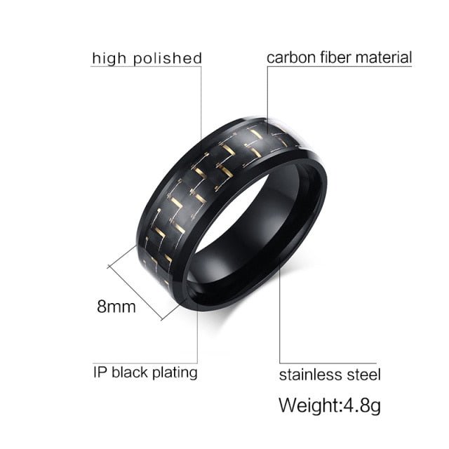 Blue/Black Carbon Fiber Inlay Ring