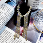 Vintage Rhinestone Crystal Tassel Earrings