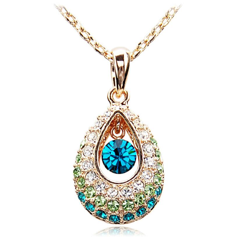 4 Colors Dazzling Gold Crystal Necklaces