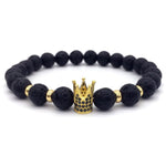 Trendy Lava Stone Imperial Crown Bracelet