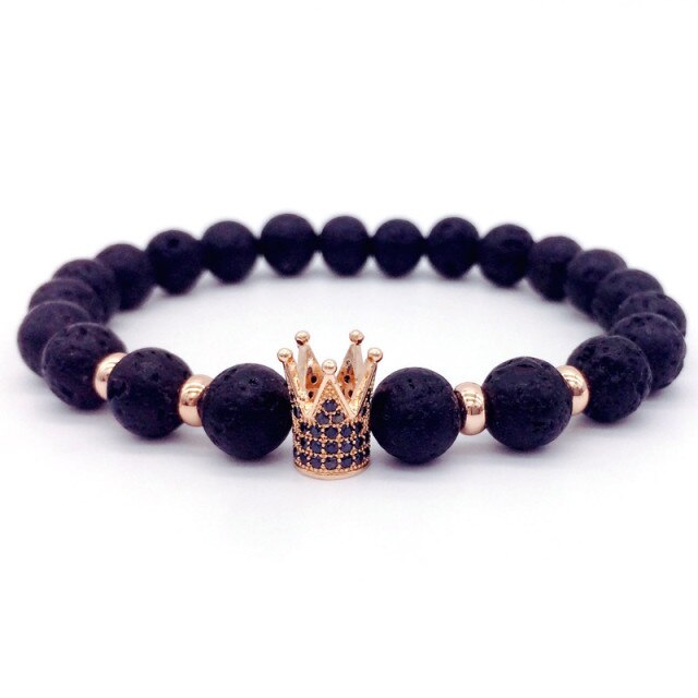 Trendy Lava Stone Imperial Crown Bracelet
