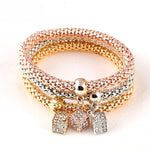 3 Pcs/Set Crystal Owl Crown Charm Bracelets
