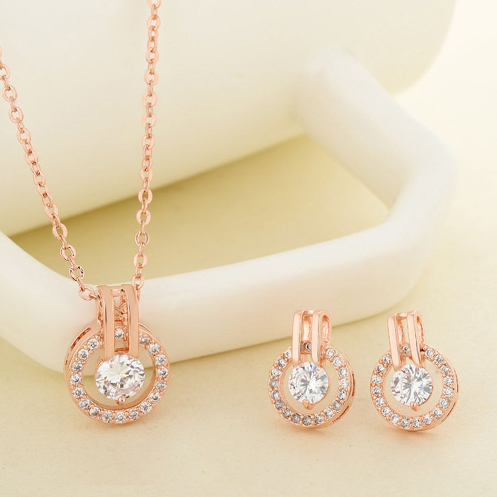 Elegant Rose Gold Wedding Jewelry Set