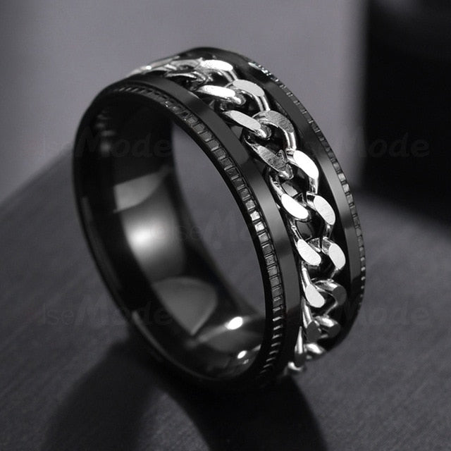 Cool Stainless Steel Rotatable Men Ring