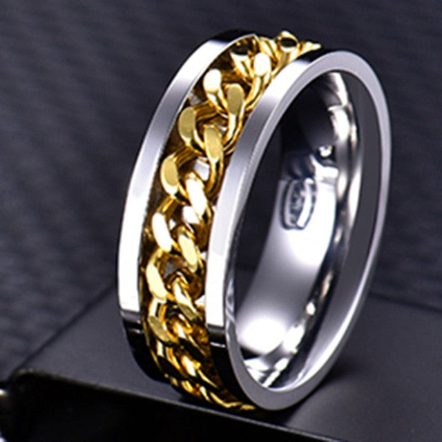 Cool Stainless Steel Rotatable Men Ring