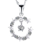 925 Sterling Silver Cubic Zirconia Moon Shape Necklace