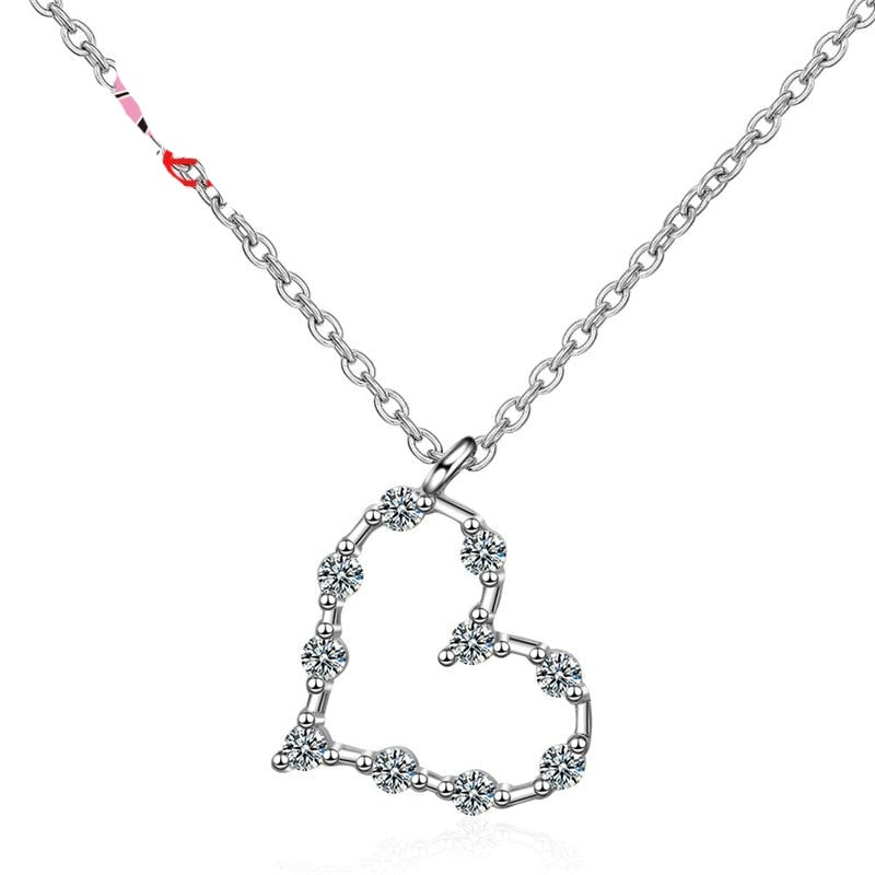 925 Sterling Silver Romantic Heart Shape Pendant Necklace