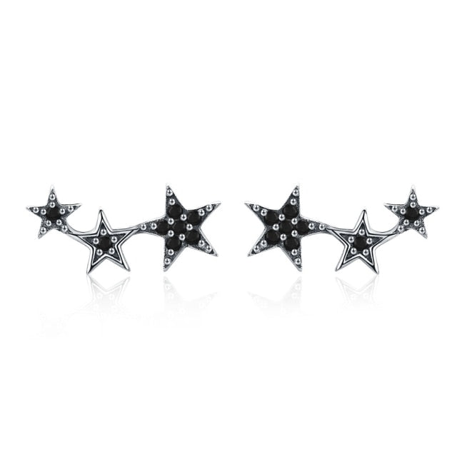 Authentic 925 Sterling Silver Sparkling Little Star Stackable Star Stud Earrings