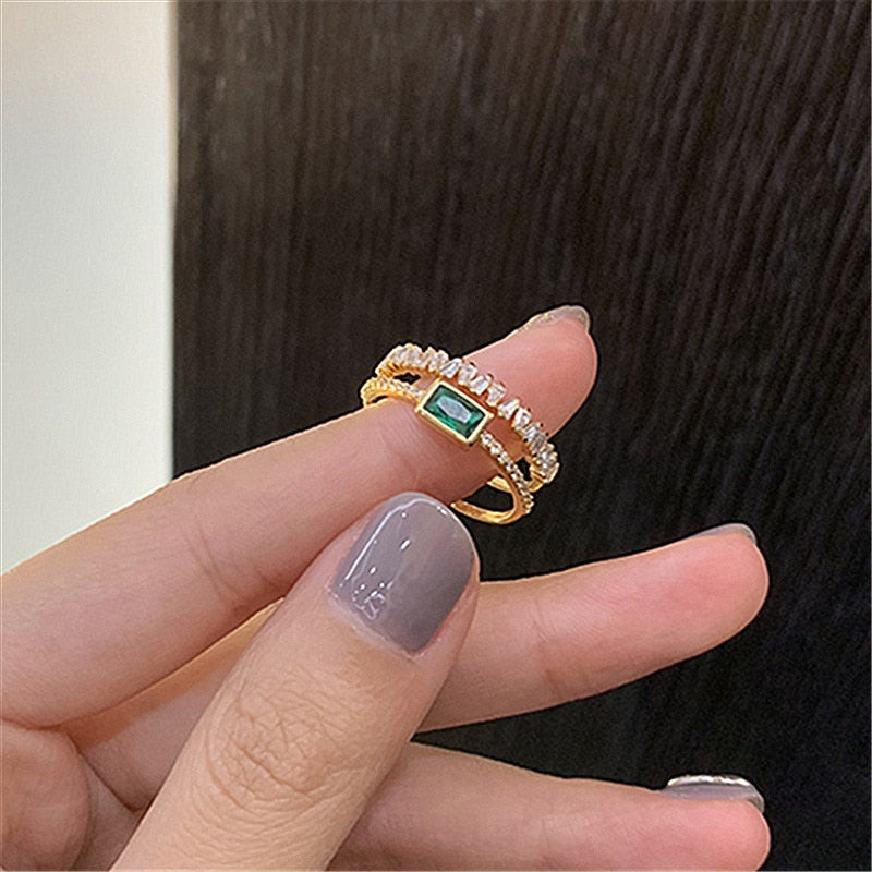 Retro Green Double-layer Ring