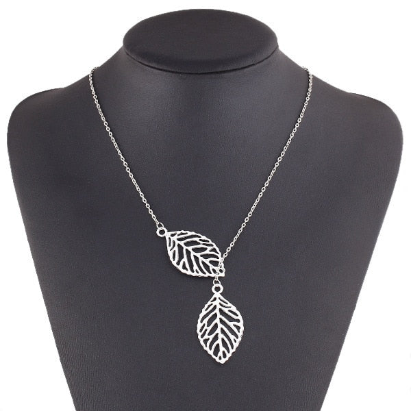 Simple 2 Leaves Choker Necklace