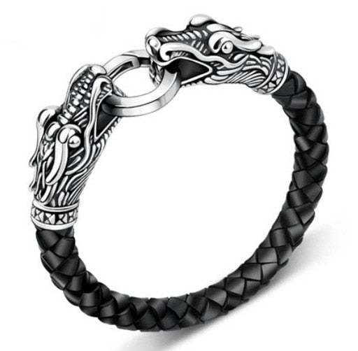 Dragon Black Leather Bracelet