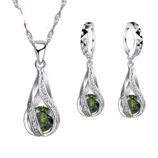 925 Sterling Silver Water Drop Jewelry Sets