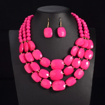 African Beads Multilayer Jewelry Set