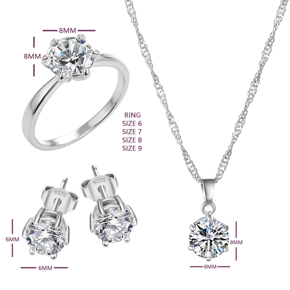 Silver Color Cubic Zircon Wedding Jewelry Sets