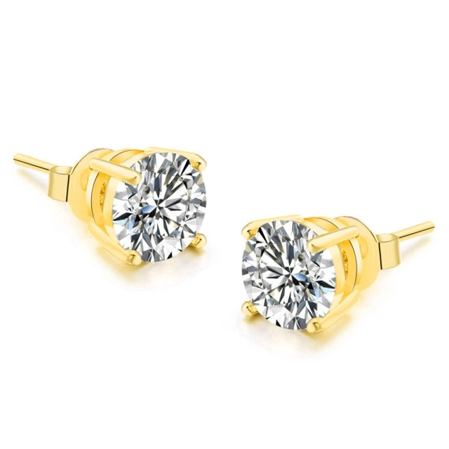 Cubic Zirconia Rose Gold Color Crystal Stud Earrings