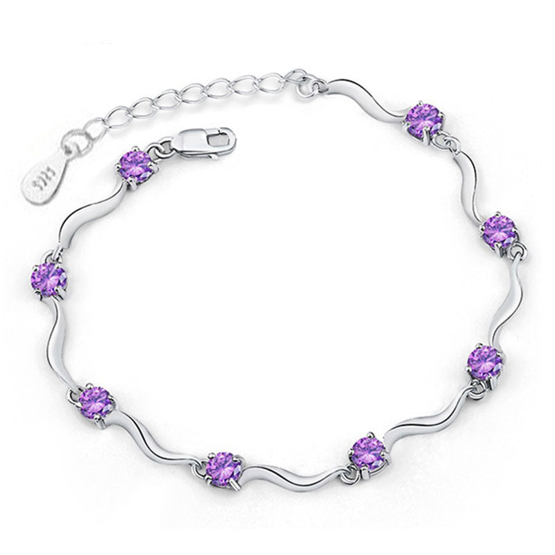 Purple Cubic Zircon Crystal Bracelet
