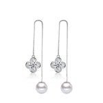 925 Sterling Silver Freshwater White Pearl Dangle Earrings