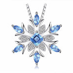 Snowflake Genuine Blue Topaz 925 Sterling Silver Drop Earrings