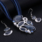 Multilayer Leather Pendant Necklace and Earrings