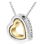 Austrian Crystal Double Heart Pendant Necklace
