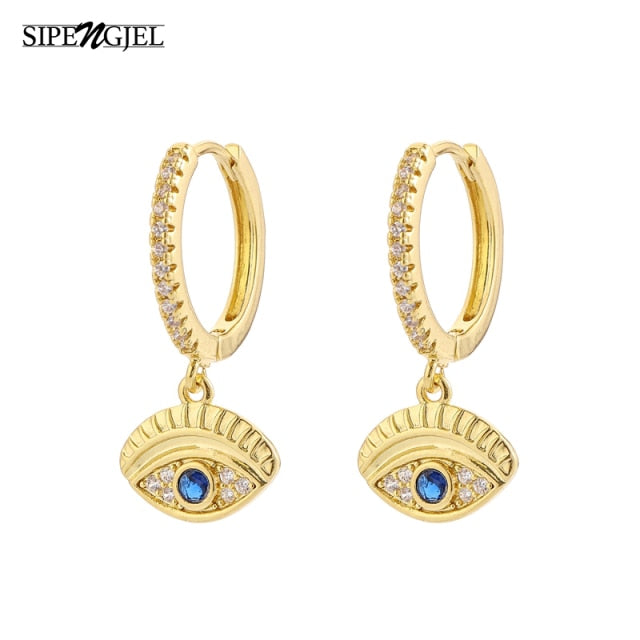 Fashion Gold Color Evil Eye Hoop Earrings