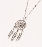 Bohemia Vintage Silver Plated Dreamcatch Feather Pendants Necklace