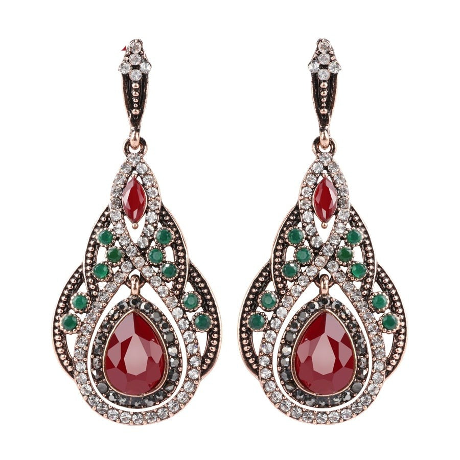 Bohemia Colorful Resin Crystal Big Drop Earrings