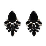 Black Resin Sweet Metal with Gems Stud Earrings